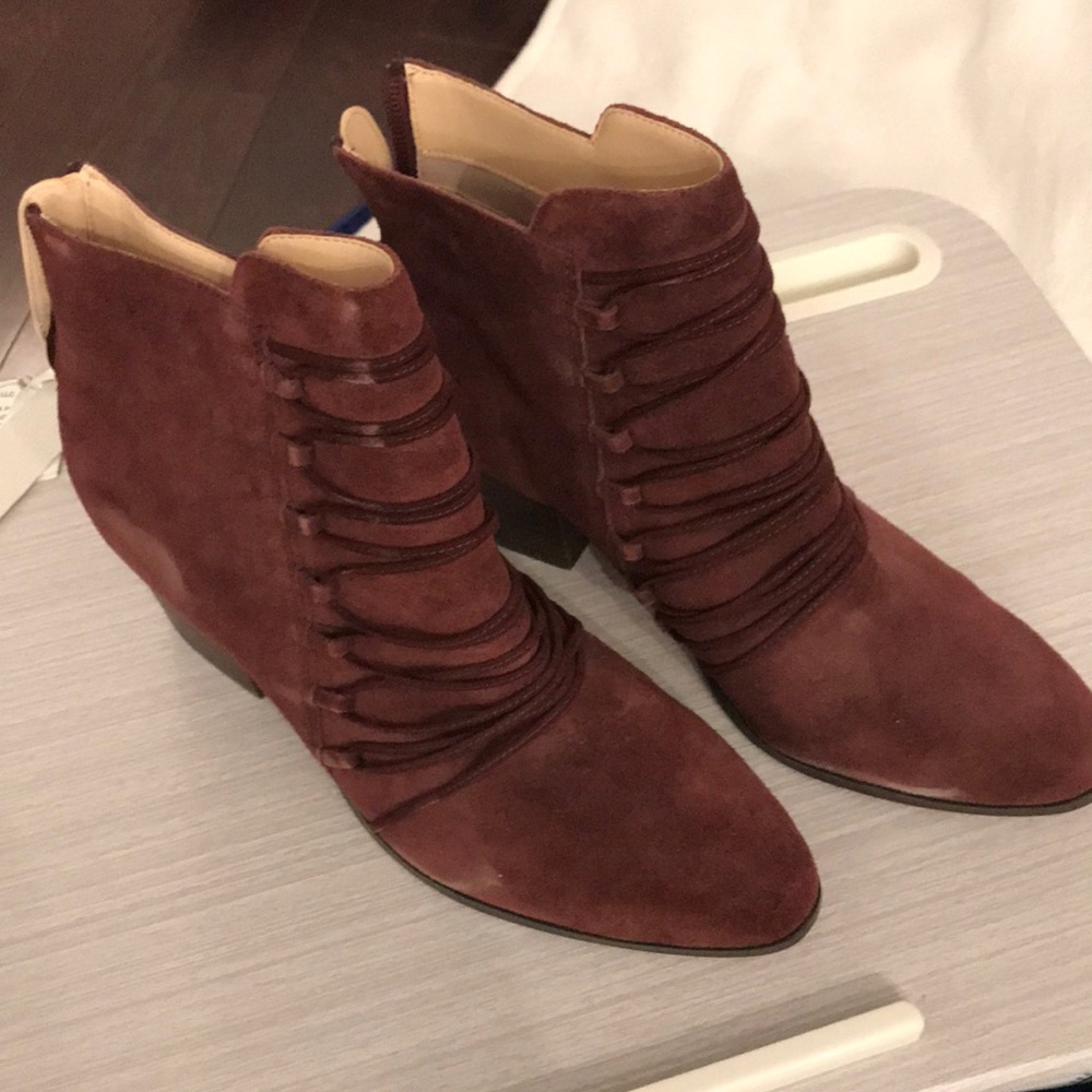 Purple velvet boots